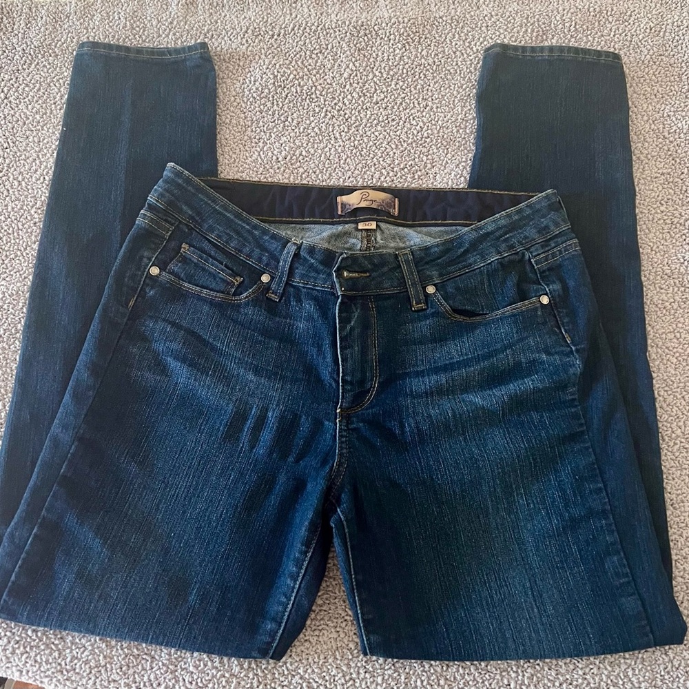 PAIGE Dark Blue Straight Leg Jeans